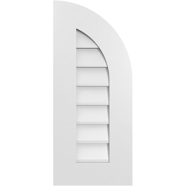 Ekena Millwork Quarter Round Top Right Surface Mount PVC Gable Vent w/ 3-1/2"W x 1"P Standard Frame, 12"W x 28"H GVPQR12X2801SN - main